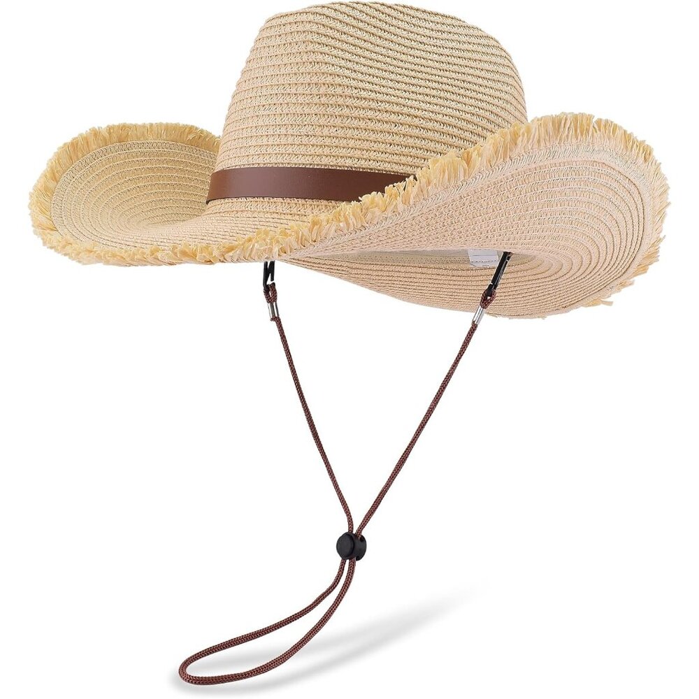 SHAPEABLE Floppy Sun Hat Wide Birm Fedora Panama Hat for Men & Women-Beige